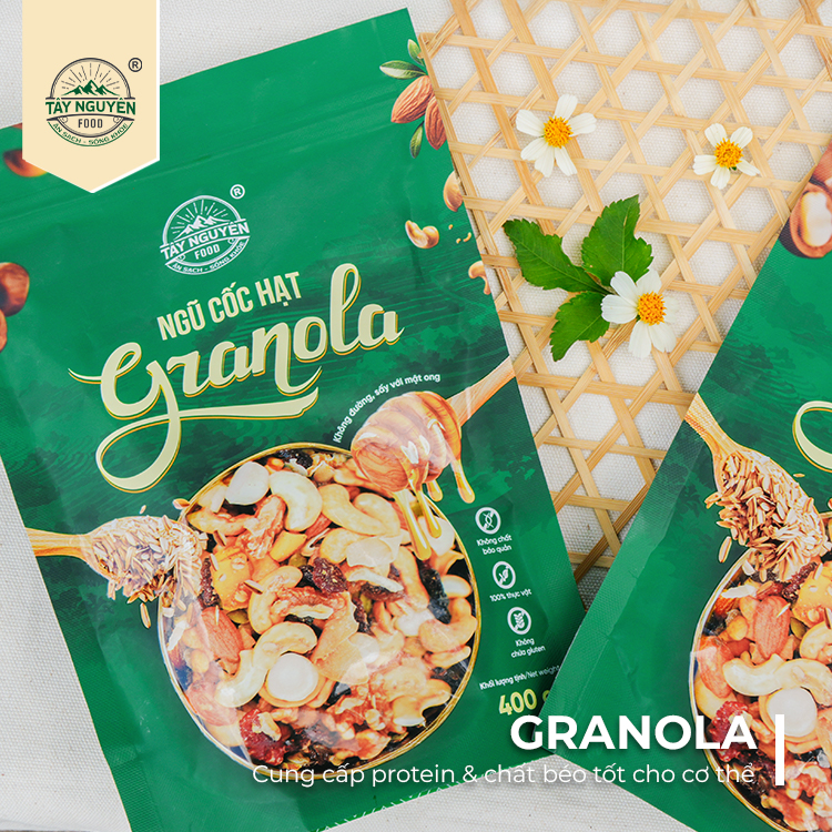 Combo 2 Granola loại 400G và 1 Trà gạo lứt tặng Bình đựng nước