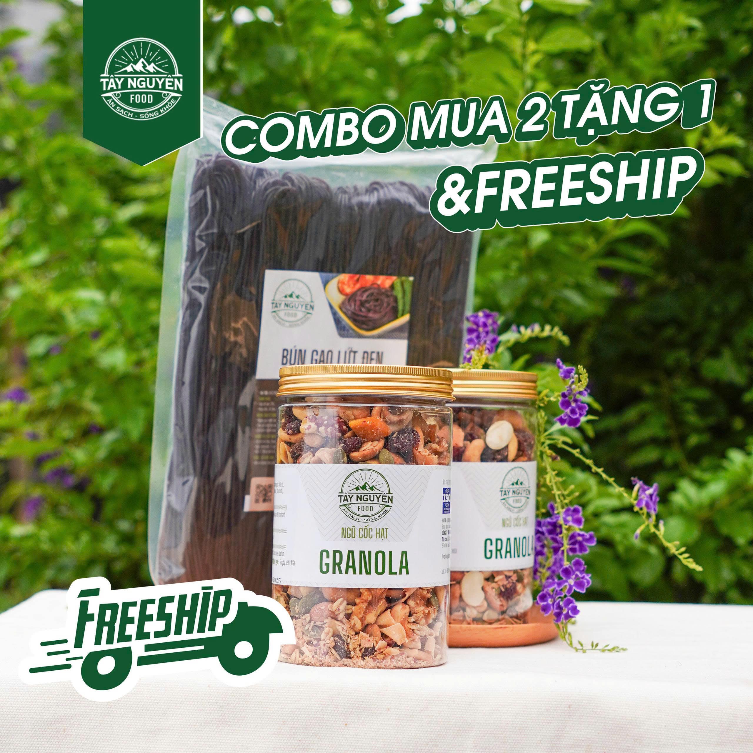 Combo Mua 2 Granola Kèm 1 Bún gạo lứt đen & Freeship