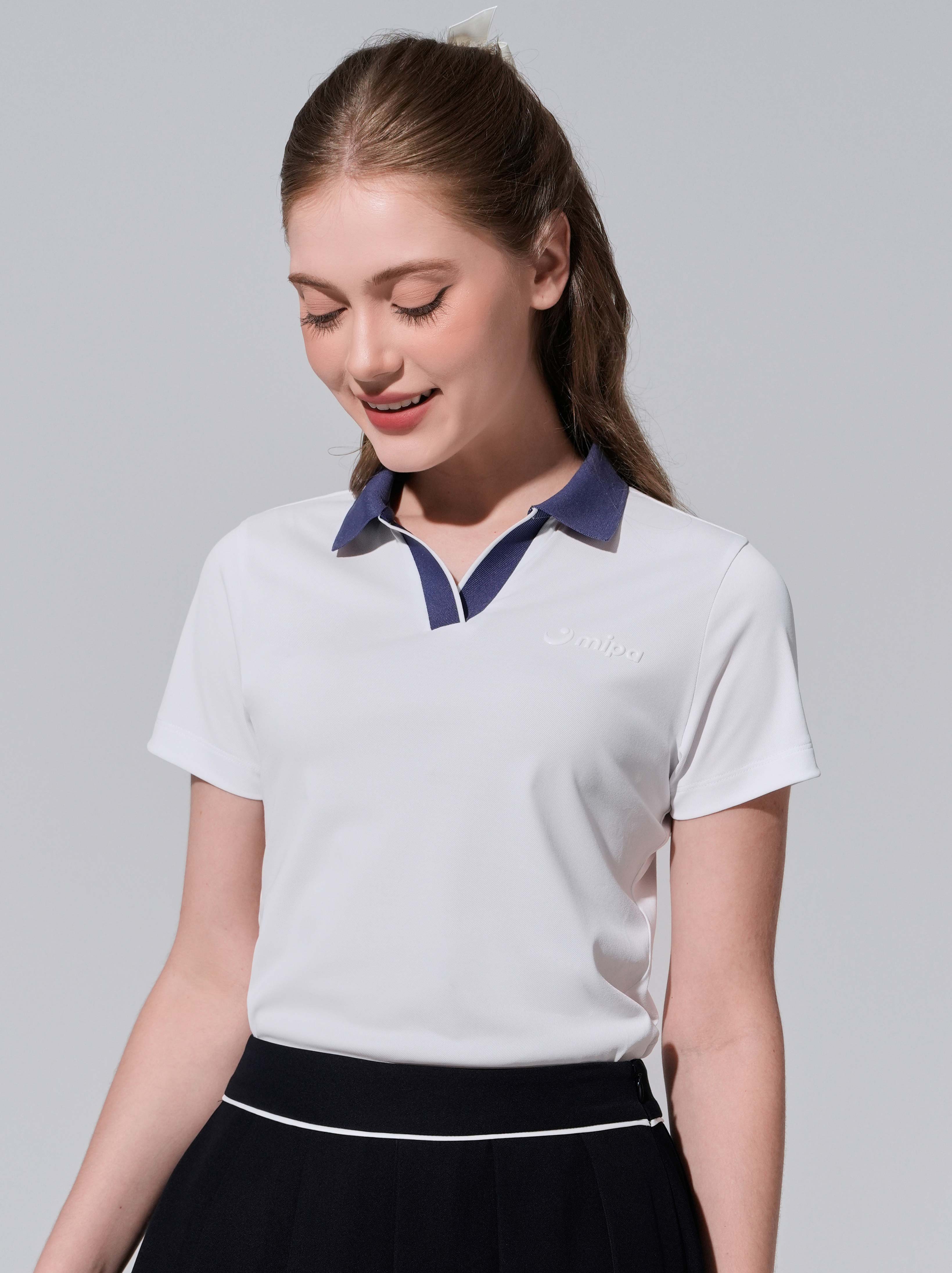 Elene Top - White Navy