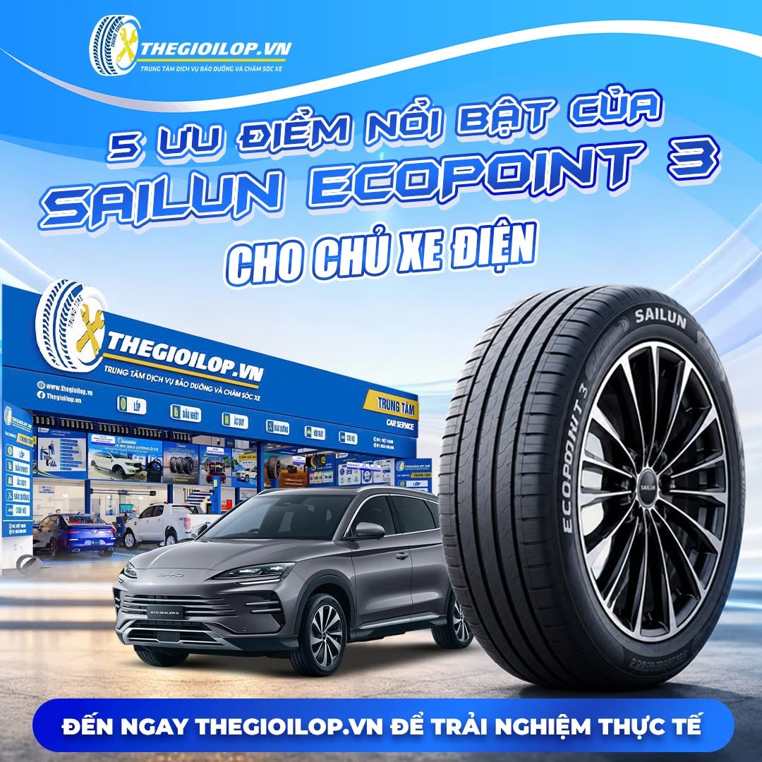 Lốp Sailun EcoPoint 3 Cho VinFast VF3, VF5, VF6, Limo Green | Êm Hơn, Tiết Kiệm Hơn Cho Xe Điện