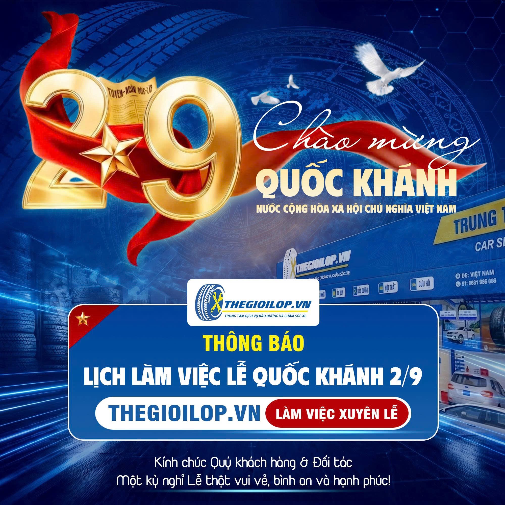 Mừng đại lễ 2/9 mua 2 lốp tặng cân chỉnh