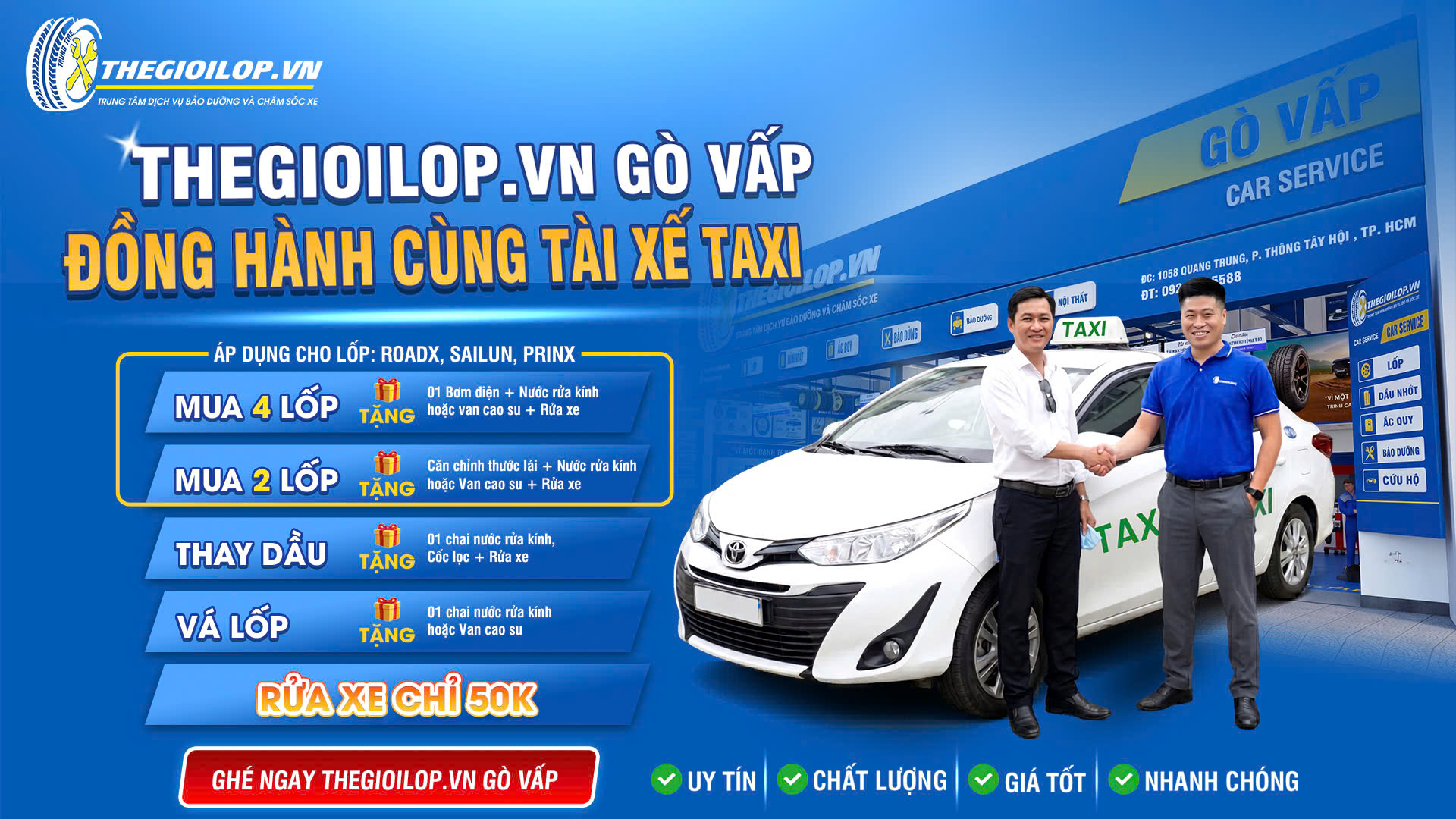 Thegioilop.vn Đồng Hành Cùng Tài Xế Taxi Với Ưu Đãi Thay Lốp Hấp Dẫn