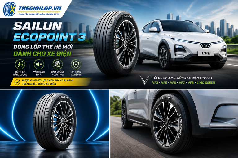 Lốp Sailun EcoPoint 3 Cho Xe Điện VinFast | Công Nghệ Vàng Lỏng, OEM Trên Nhiều Dòng Xe Điện