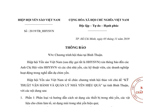 THÔNG BÁO: Chương trình Hội thảo tại Bình Thuận