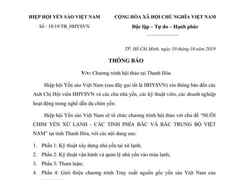 THÔNG BÁO: Hội thảo tại Thanh Hóa