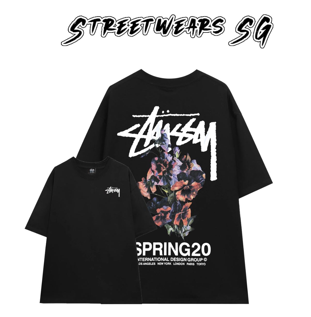 Áo thun Basic Stussy Flower ss20 Tee - Streetwears SG - STU-18