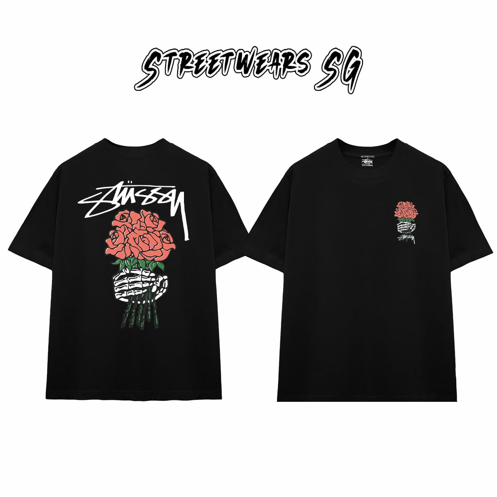 Áo Thun Stu Skeleton Roses Tee Cao Cấp Form Rộng - Streetwears SG - STU28