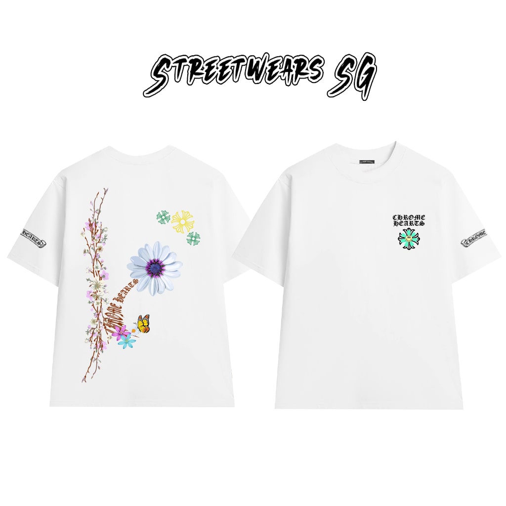 Áo Thun Chrome Heart Spring Bloom Cross Cotton Cao Cấp Form Rộng Unisex - Streetwears SG - CH26