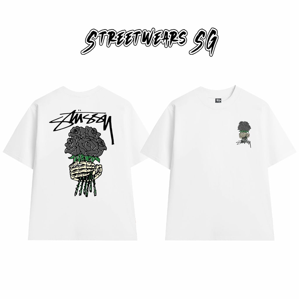 Áo Thun Stu Skeleton Roses Tee Cao Cấp Form Rộng - Streetwears SG - STU28