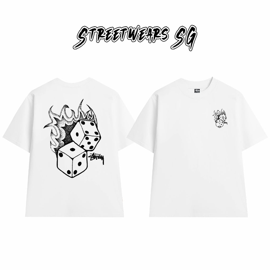 Áo Thun Stu Flaming Dice Tee Cao Cấp Form Rộng - Streetwears SG - STU29