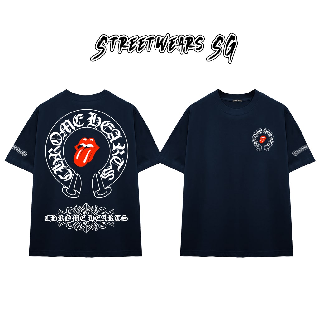 Áo Thun Chrome Heart Lick Tongue Gothic Cross Cotton Cao Cấp Form Rộng Unisex - Streetwears SG - CH32