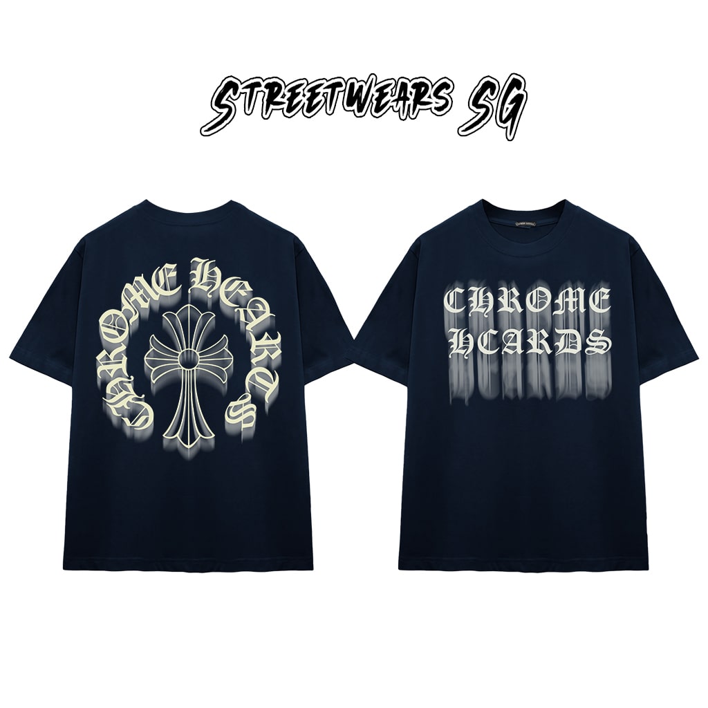 Áo Thun Chrome Ghost Effect Cross Scripts Cotton Cao Cấp Form Rộng Unisex - Streetwears SG - CH72
