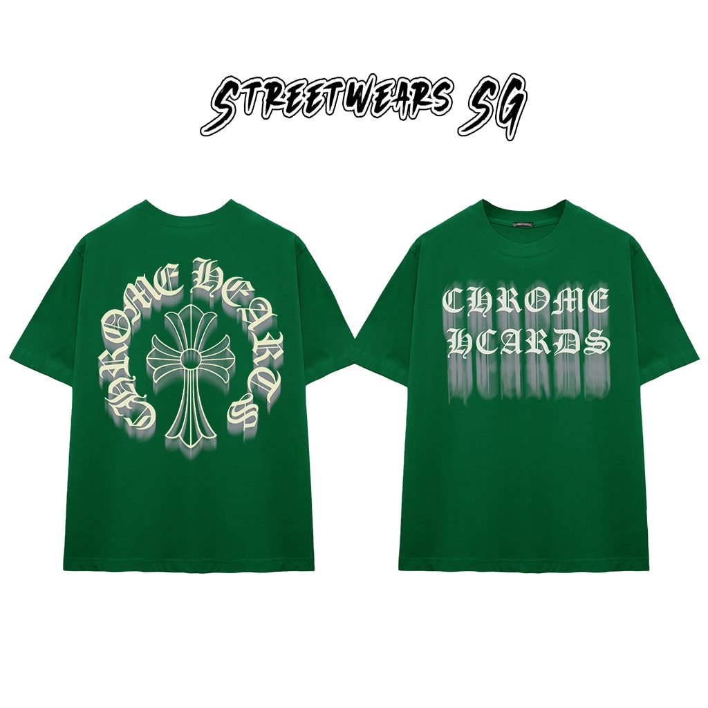 Áo Thun Chrome Ghost Effect Cross Scripts Cotton Cao Cấp Form Rộng Unisex - Streetwears SG - CH72