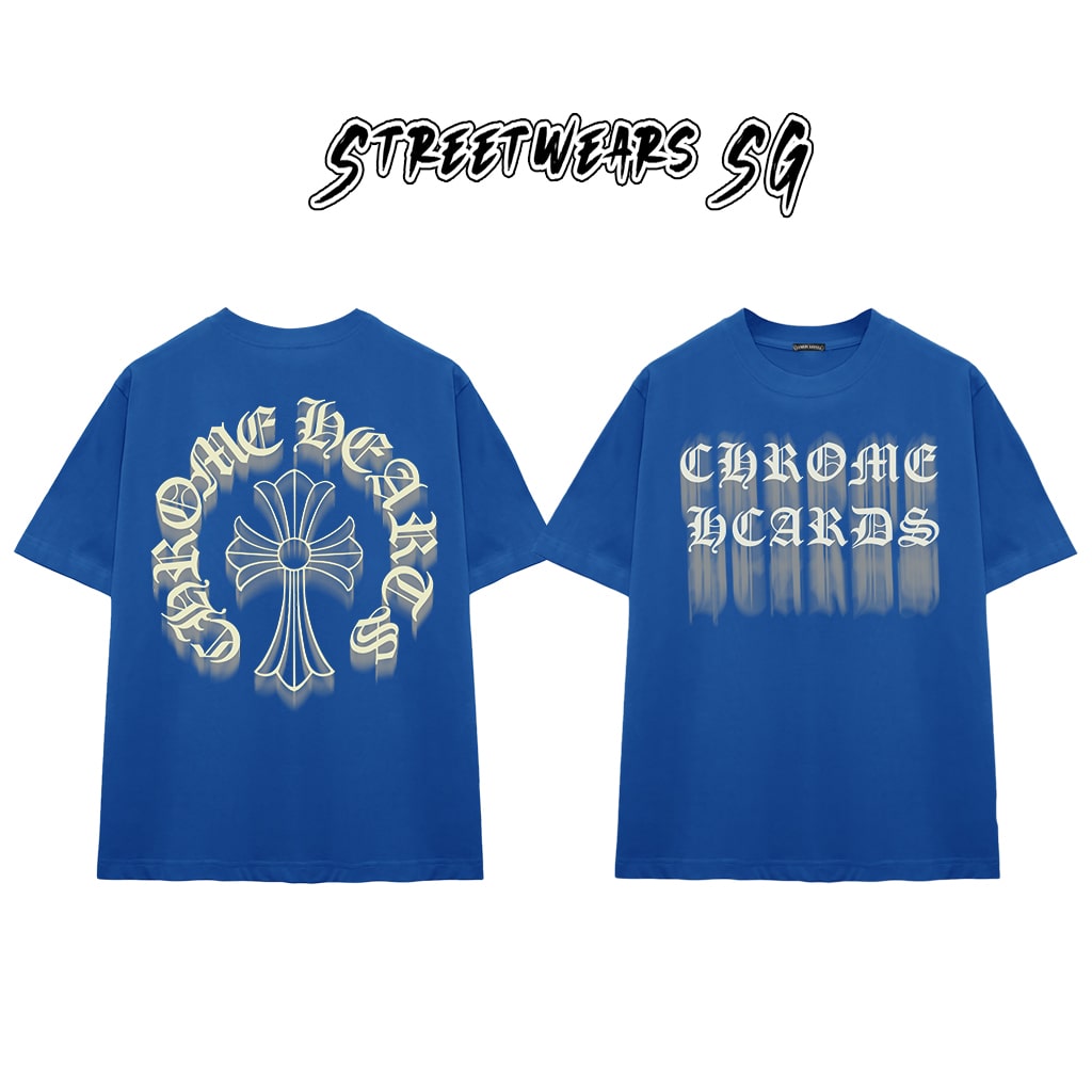 Áo Thun Chrome Ghost Effect Cross Scripts Cotton Cao Cấp Form Rộng Unisex - Streetwears SG - CH72