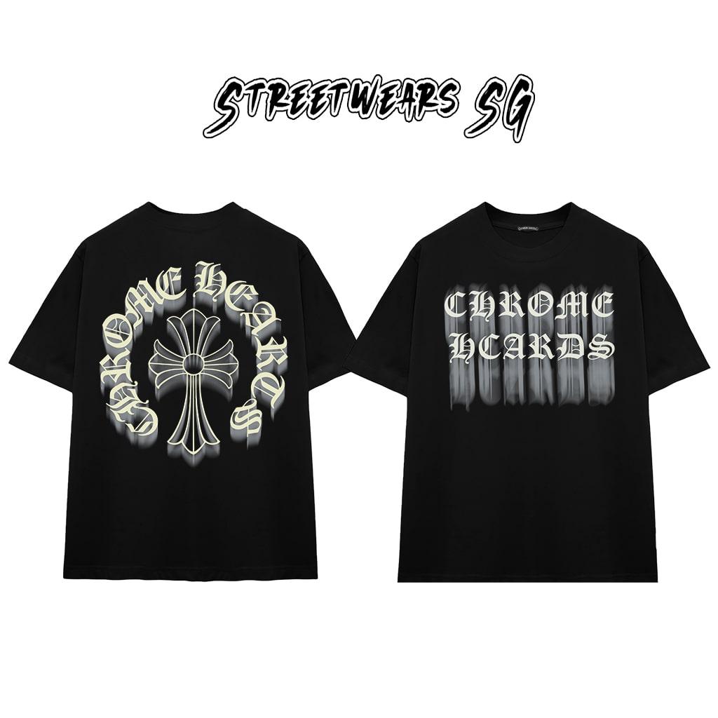 Áo Thun Chrome Ghost Effect Cross Scripts Cotton Cao Cấp Form Rộng Unisex - Streetwears SG - CH72