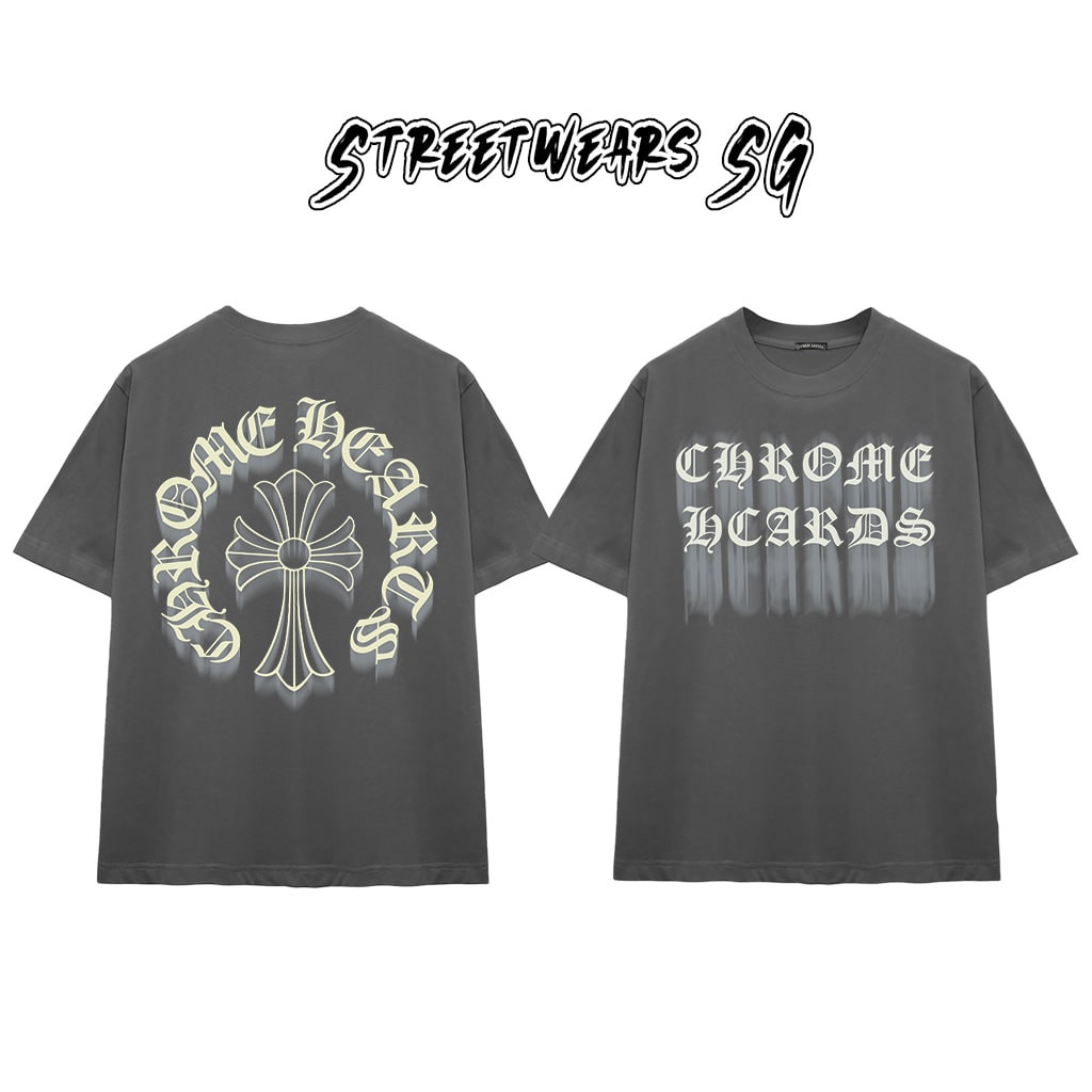 Áo Thun Chrome Ghost Effect Cross Scripts Cotton Cao Cấp Form Rộng Unisex - Streetwears SG - CH72