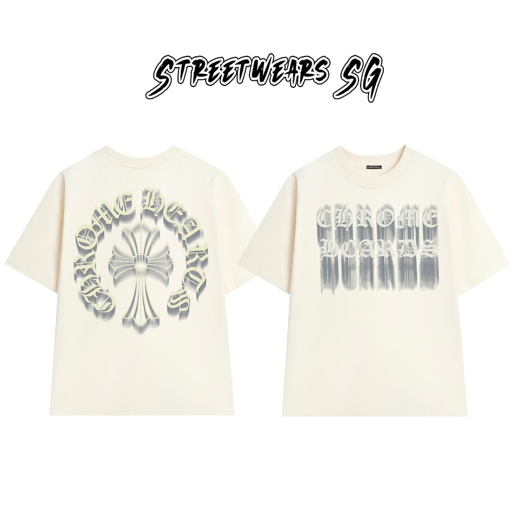 Áo Thun Chrome Ghost Effect Cross Scripts Cotton Cao Cấp Form Rộng Unisex - Streetwears SG - CH72