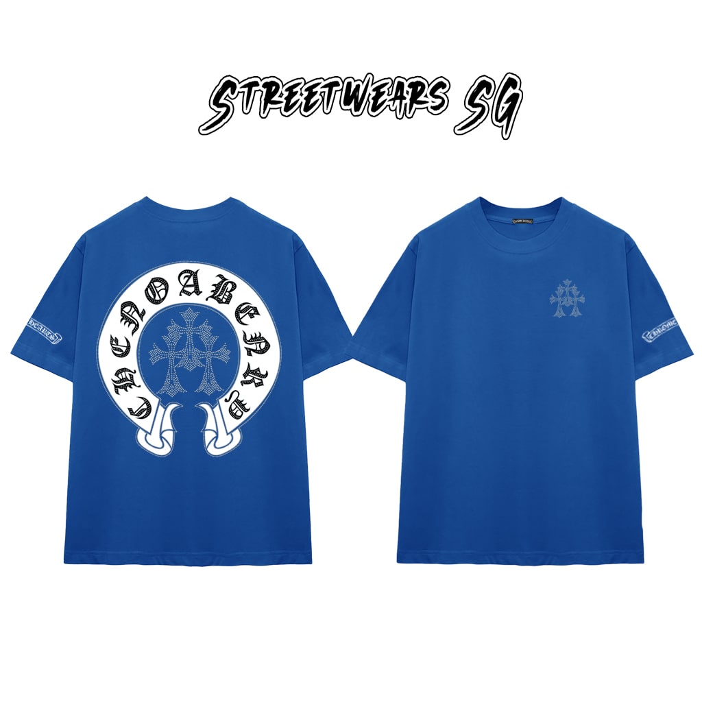 Áo Thun Chrome Heart Triple Cross Horseshoe Charm Cotton Cao Cấp Form Rộng Unisex - Streetwears SG - CH40