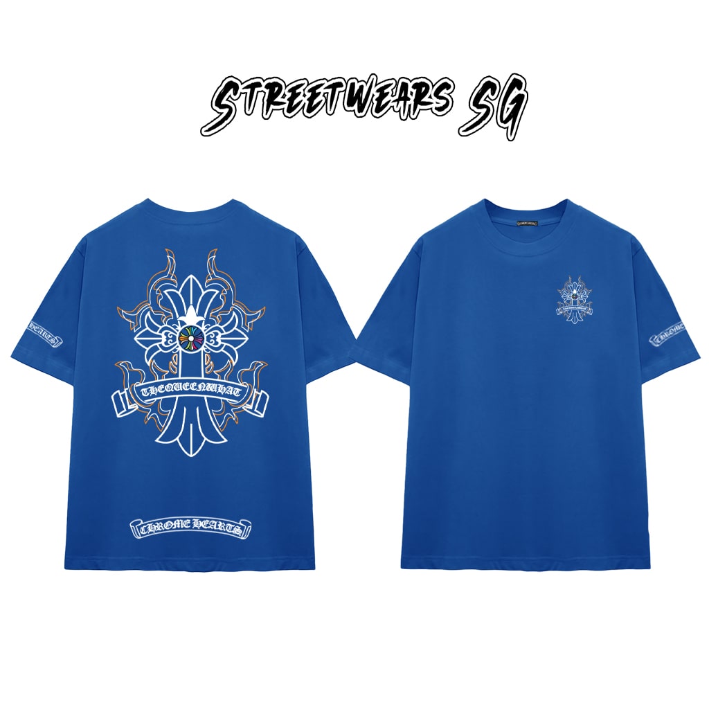 Áo Thun Chrome Flame Cross Graphics Cotton Cao Cấp Form Rộng Unisex - Streetwears SG - CH55