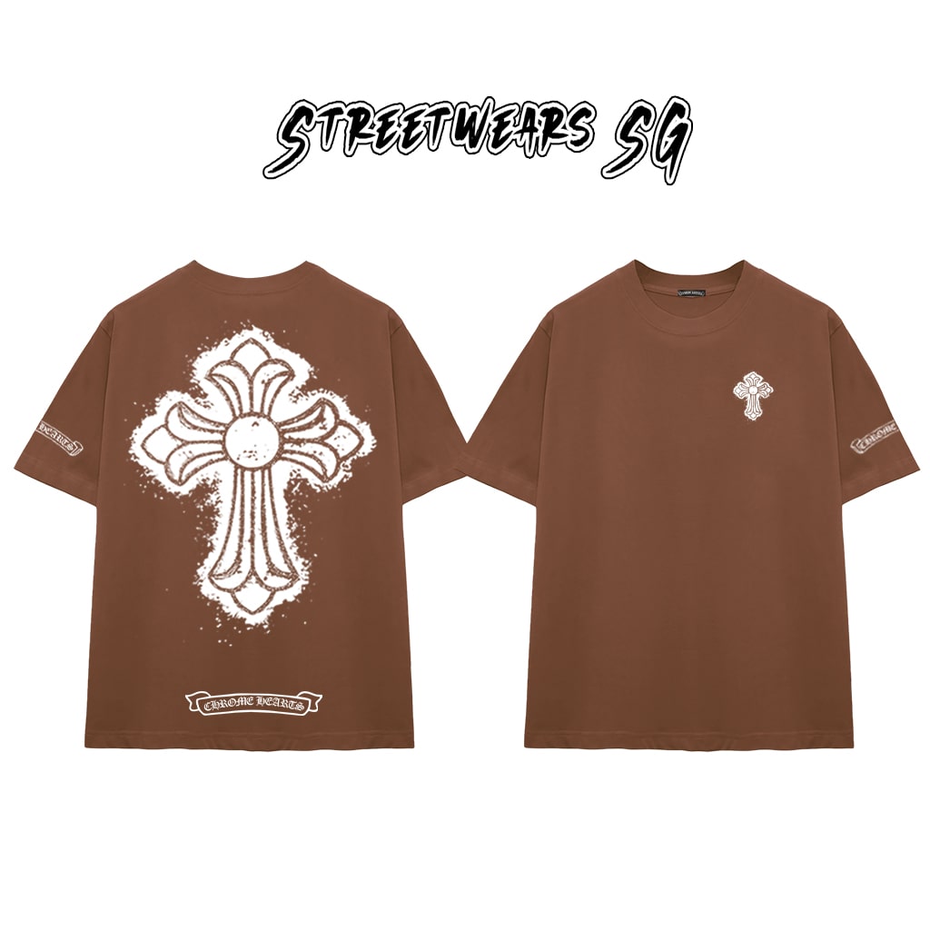 Áo Thun Chrome Heart Street Cross Paint Splash Cotton Cao Cấp Form Rộng Unisex - Streetwears SG - CH19