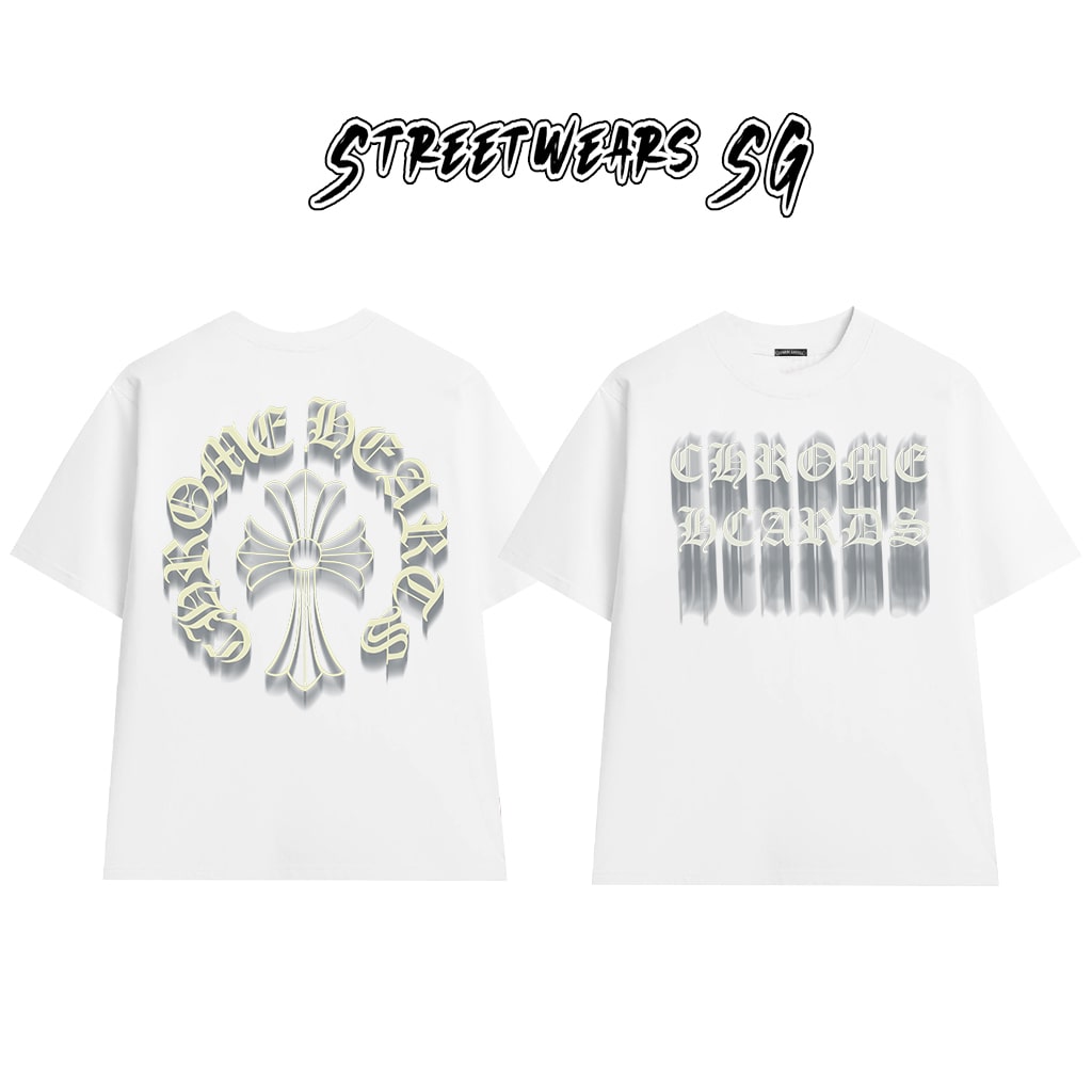 Áo Thun Chrome Ghost Effect Cross Scripts Cotton Cao Cấp Form Rộng Unisex - Streetwears SG - CH72