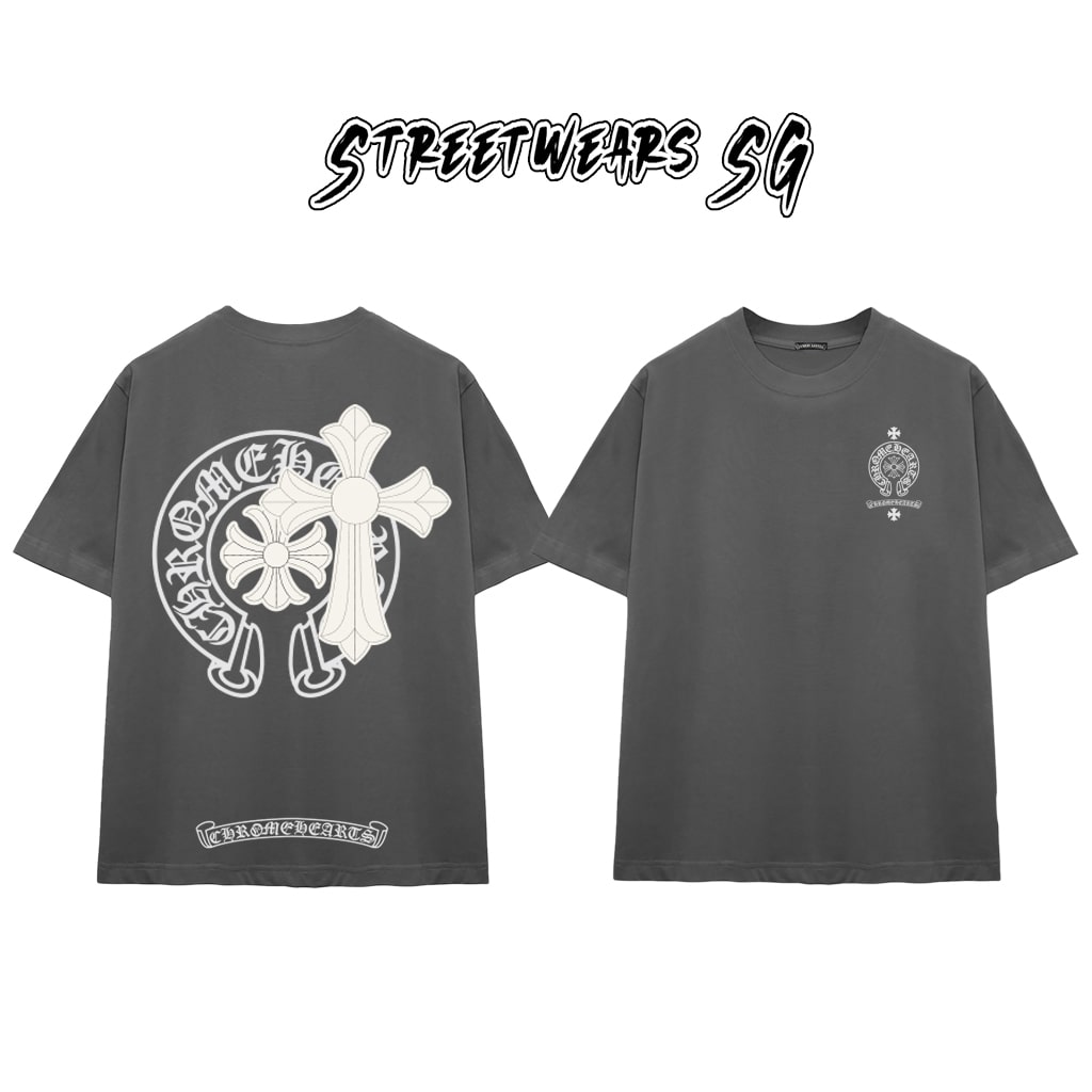 Áo Thun Chrome Heart Cross Shield Gothic Cotton Cao Cấp Form Rộng Unisex - Streetwears SG - CH31