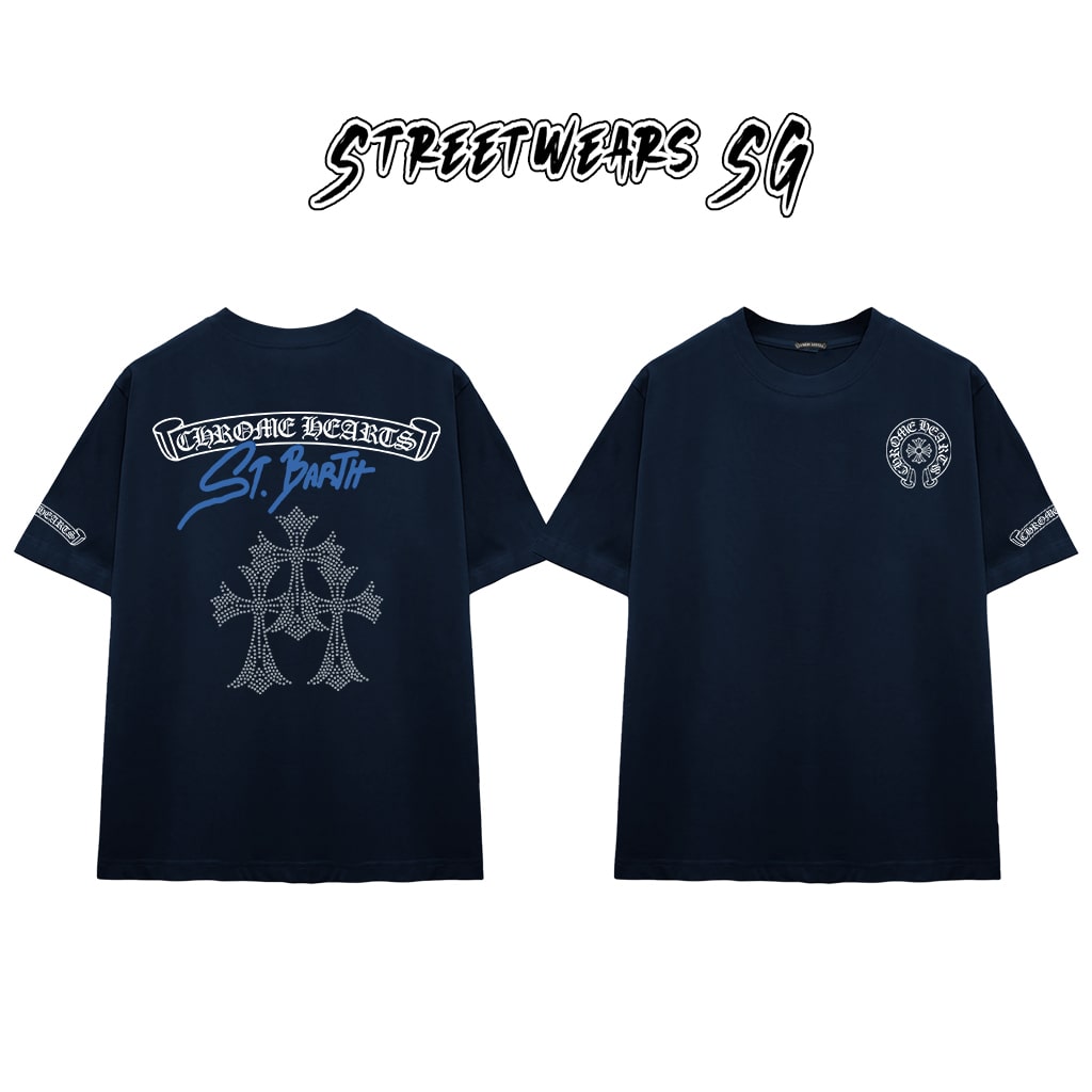 Áo Thun Chrome Barth Cross Triple Diamond Cotton Cao Cấp Form Rộng Unisex - Streetwears SG - CH73