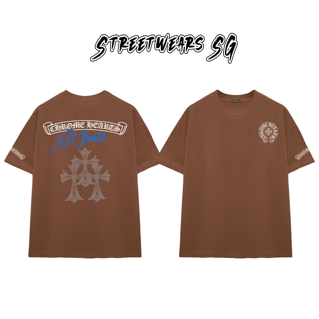 Áo Thun Chrome Barth Cross Triple Diamond Cotton Cao Cấp Form Rộng Unisex - Streetwears SG - CH73