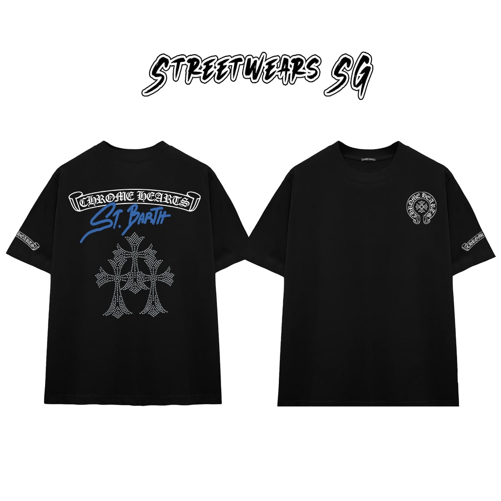 Áo Thun Chrome Barth Cross Triple Diamond Cotton Cao Cấp Form Rộng Unisex - Streetwears SG - CH73