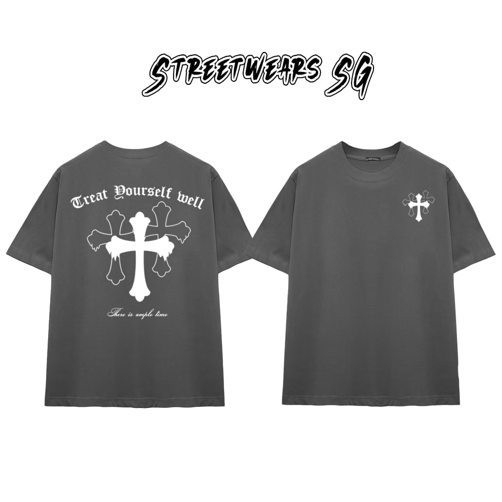 Áo Thun Chrome Treat Yourself Well Cross Graphics Cotton Cao Cấp Form Rộng Unisex - Streetwears SG - CH62