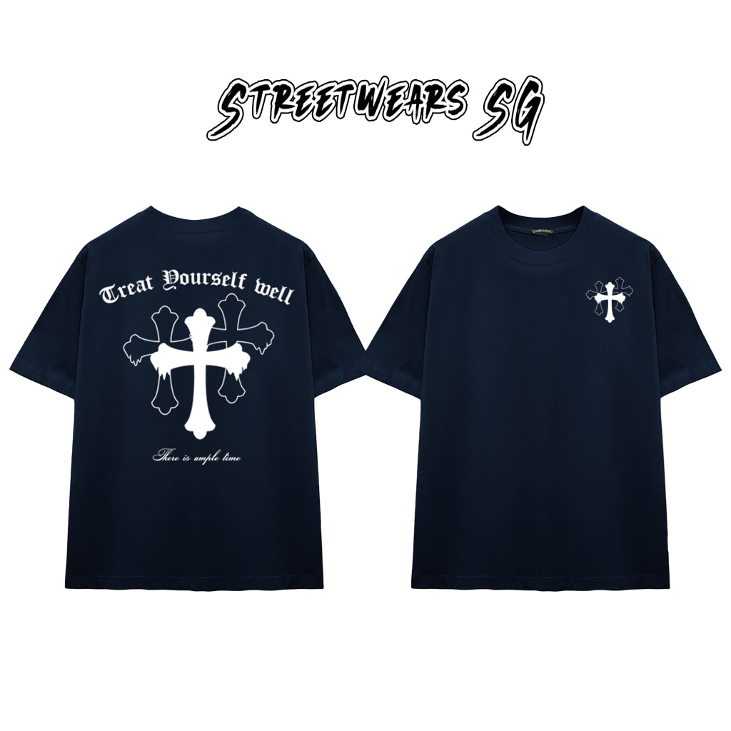 Áo Thun Chrome Treat Yourself Well Cross Graphics Cotton Cao Cấp Form Rộng Unisex - Streetwears SG - CH62
