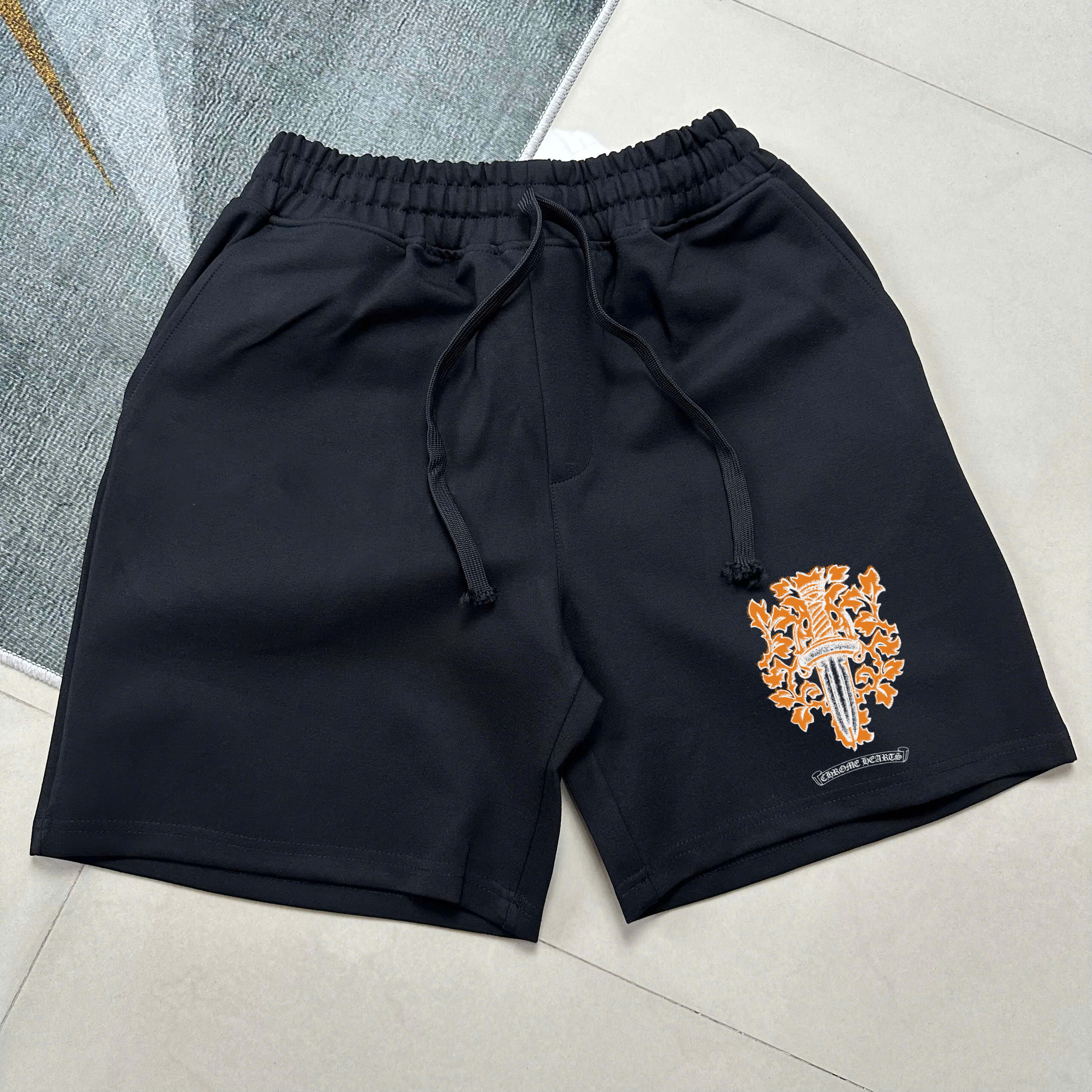 Quần Shorts Nỉ Chrome Hearts Dagger Orange Form Rộng – Streetwears SG