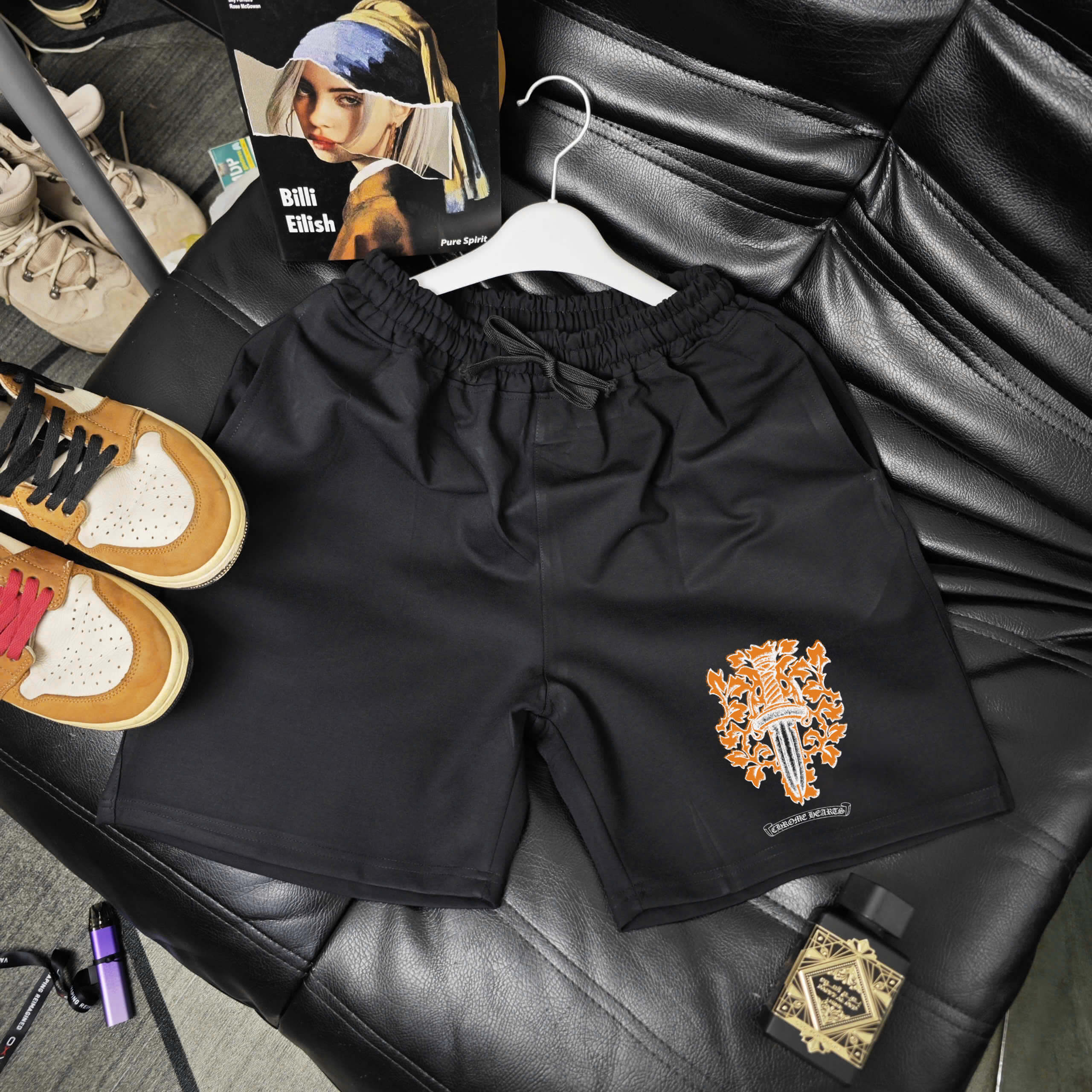 Quần Shorts Nỉ Chrome Hearts Dagger Orange Form Rộng – Streetwears SG