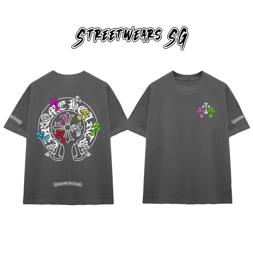 Áo Thun Chrome Heart Pop Art Cross Gothic Cotton Cao Cấp Form Rộng Unisex - Streetwears SG - CH47