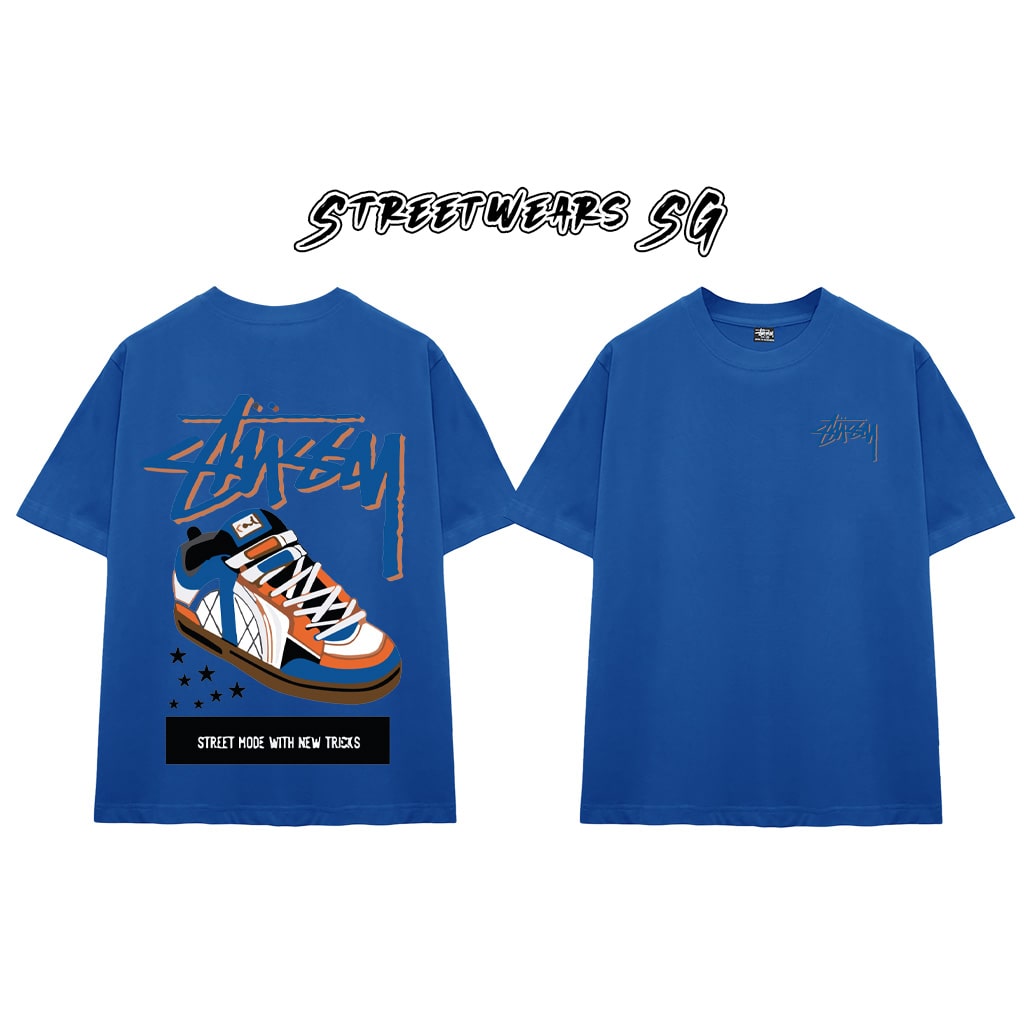 Áo thun Stussy Starry Blue Shoe Cao Cấp Form Rộng - Streetwears SG - STU45