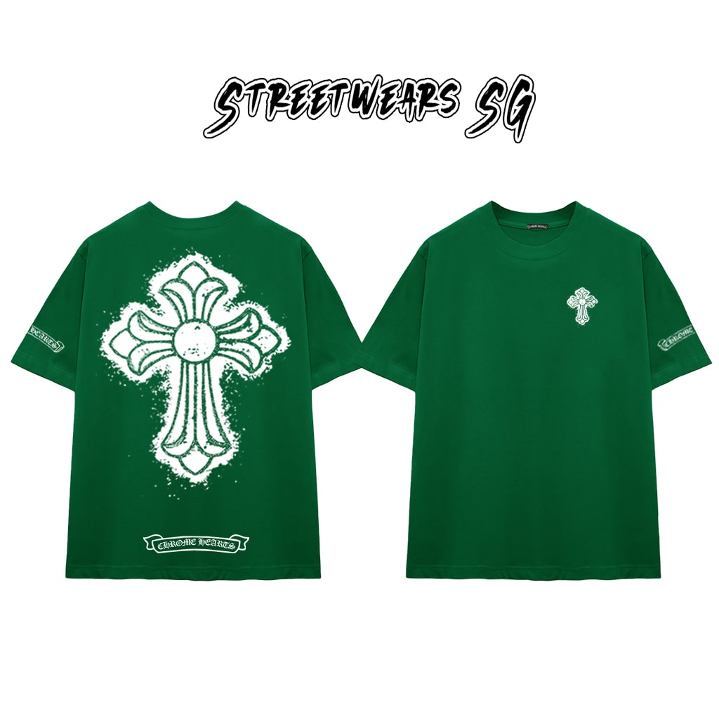 Áo Thun Chrome Heart Street Cross Paint Splash Cotton Cao Cấp Form Rộng Unisex - Streetwears SG - CH19