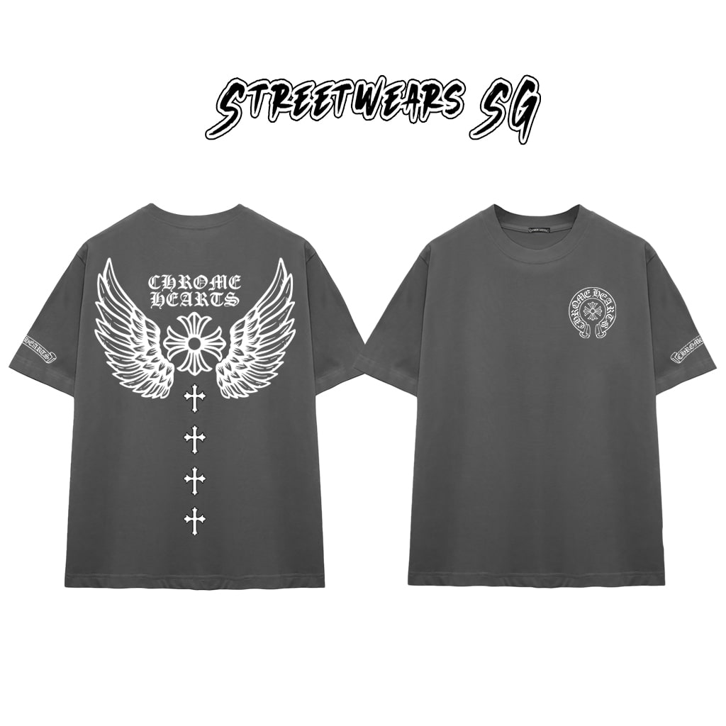 Áo Thun Chrome Gothic Wing Signature Cross Cotton Cao Cấp Form Rộng Unisex - Streetwears SG - CH94