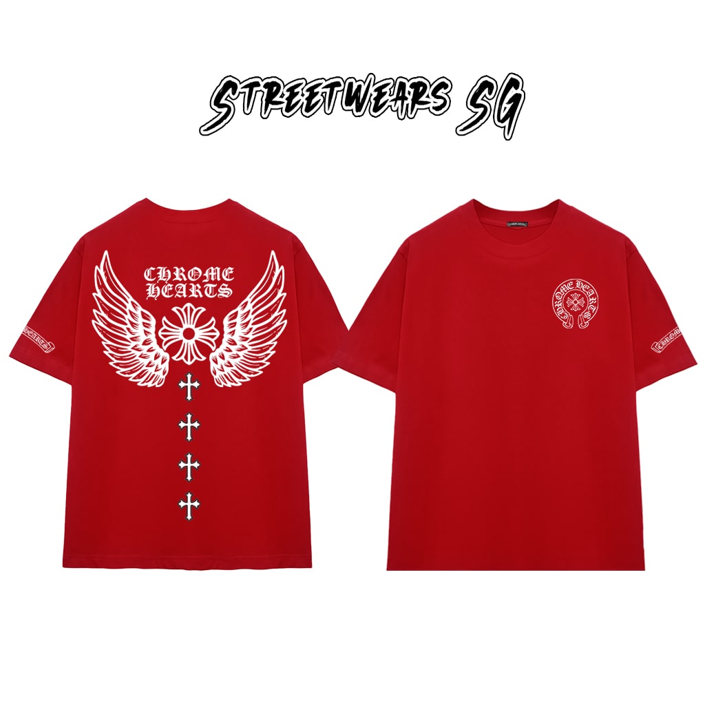 Áo Thun Chrome Gothic Wing Signature Cross Cotton Cao Cấp Form Rộng Unisex - Streetwears SG - CH94