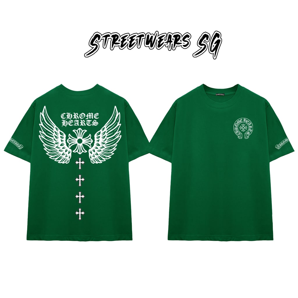 Áo Thun Chrome Gothic Wing Signature Cross Cotton Cao Cấp Form Rộng Unisex - Streetwears SG - CH94