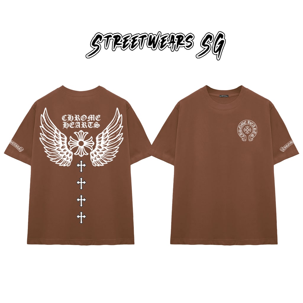 Áo Thun Chrome Gothic Wing Signature Cross Cotton Cao Cấp Form Rộng Unisex - Streetwears SG - CH94