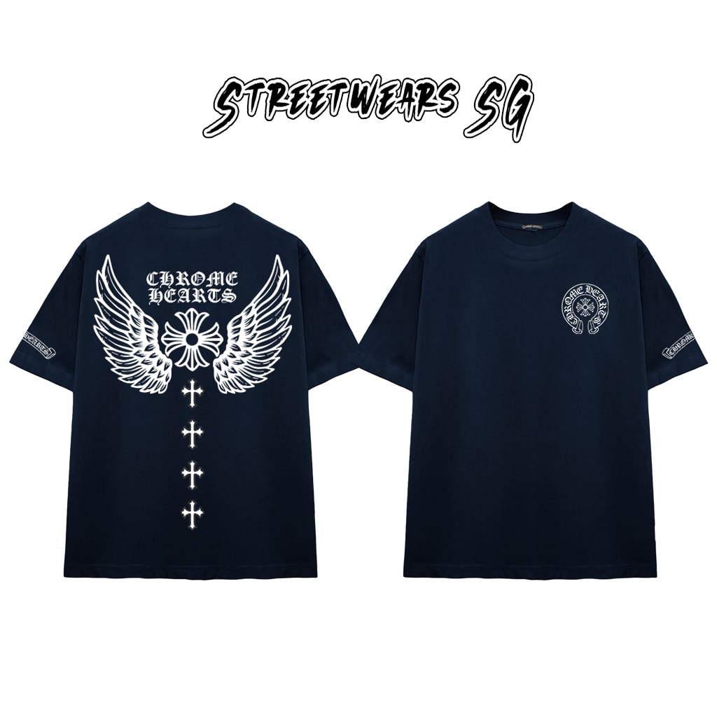 Áo Thun Chrome Gothic Wing Signature Cross Cotton Cao Cấp Form Rộng Unisex - Streetwears SG - CH94