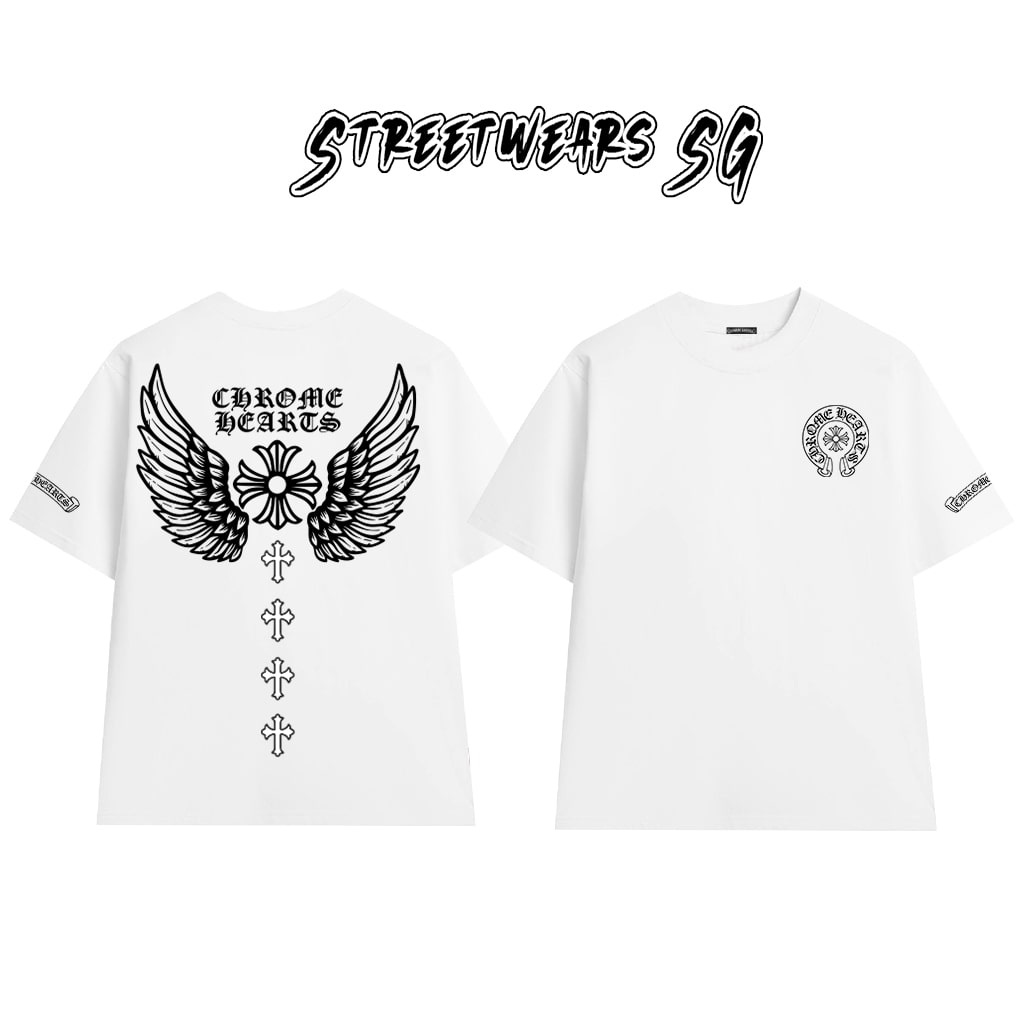 Áo Thun Chrome Gothic Wing Signature Cross Cotton Cao Cấp Form Rộng Unisex - Streetwears SG - CH94