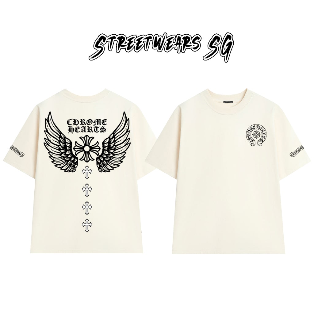 Áo Thun Chrome Gothic Wing Signature Cross Cotton Cao Cấp Form Rộng Unisex - Streetwears SG - CH94
