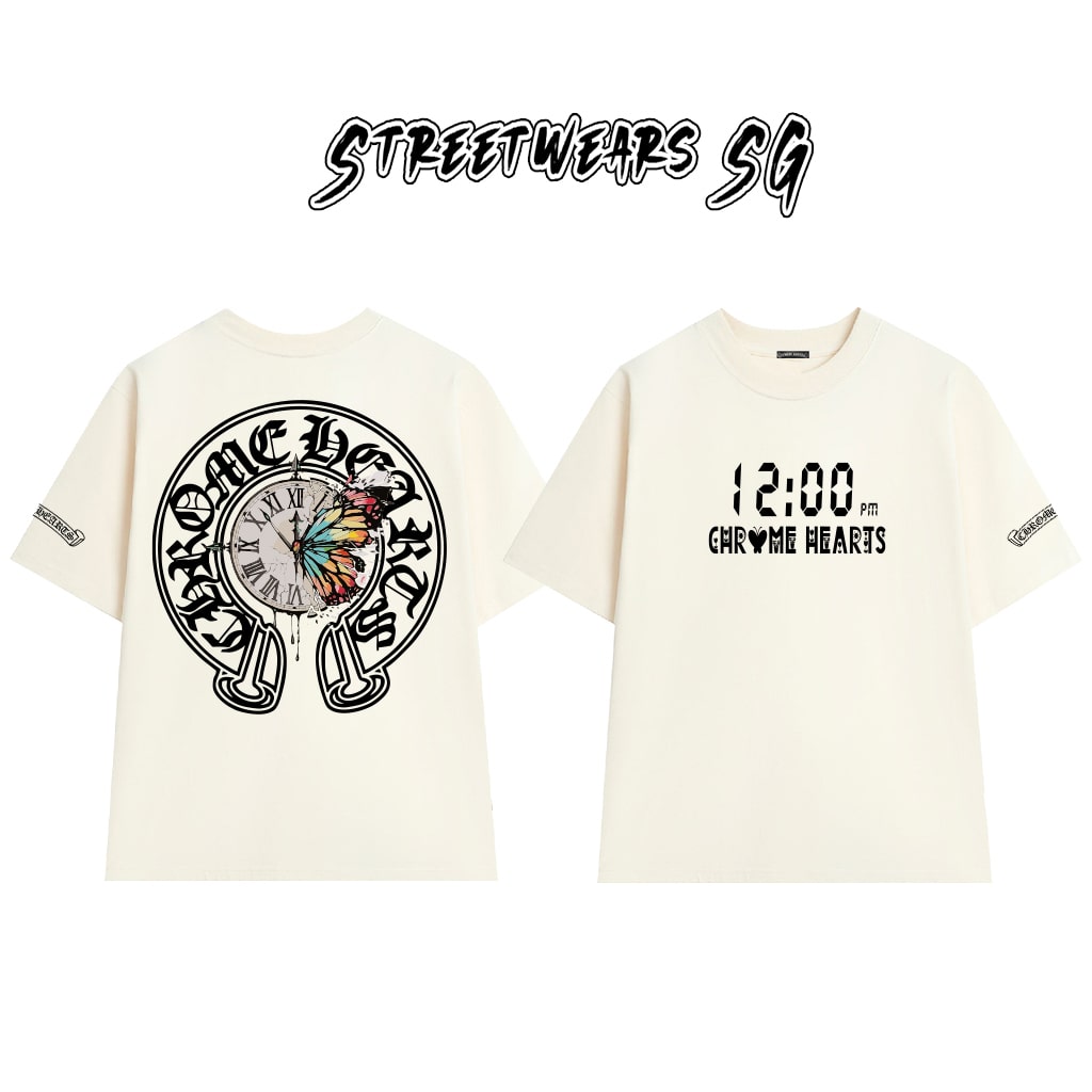 Áo Thun Chrome Clock Butterfly Cross Cotton Cao Cấp Form Rộng Unisex - Streetwears SG - CH98