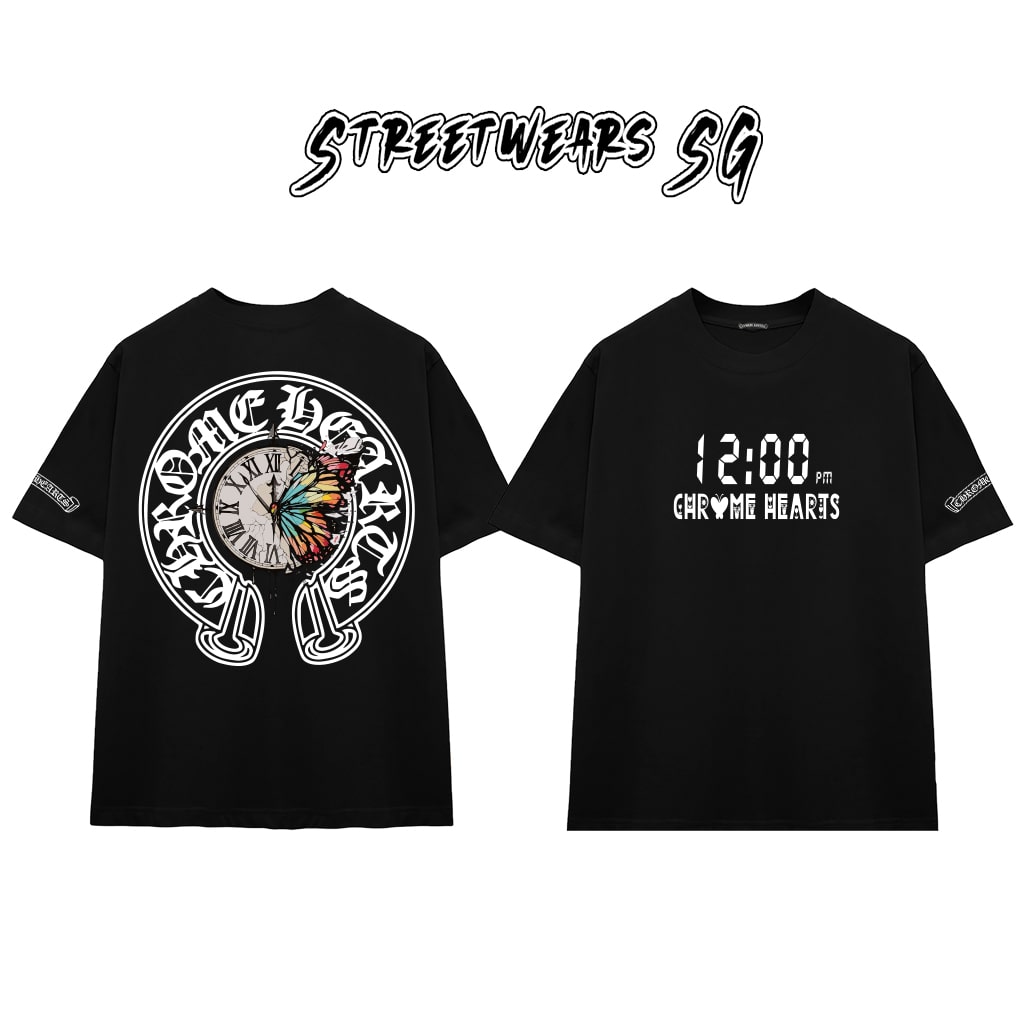 Áo Thun Chrome Clock Butterfly Cross Cotton Cao Cấp Form Rộng Unisex - Streetwears SG - CH98