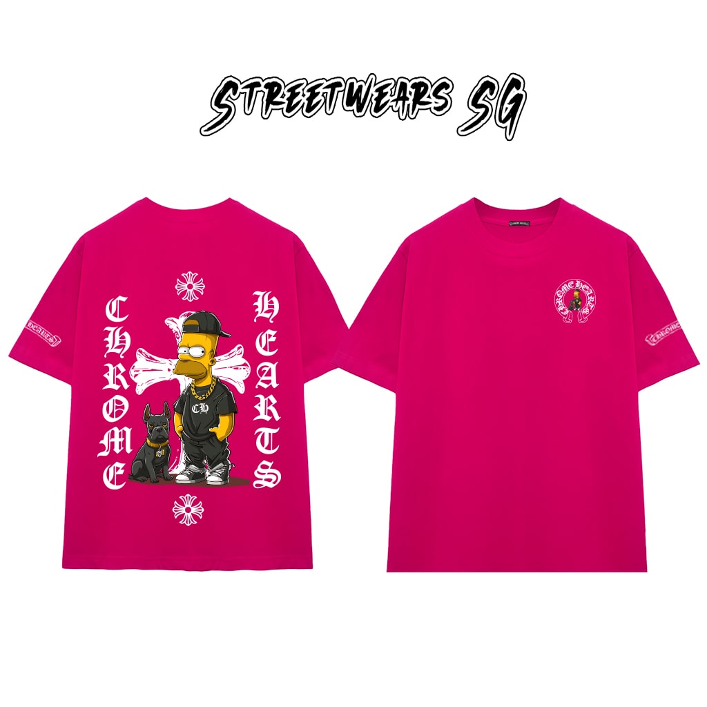 Áo Thun Chrome Heart Simpson Cartoon Gang Star Cotton Cao Cấp Form Rộng Unisex - Streetwears SG - CH36