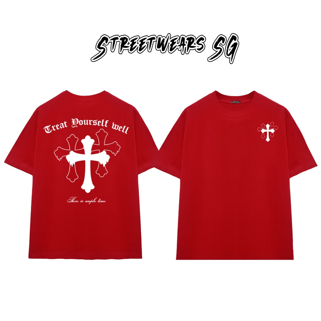 Áo Thun Chrome Treat Yourself Well Cross Graphics Cotton Cao Cấp Form Rộng Unisex - Streetwears SG - CH62
