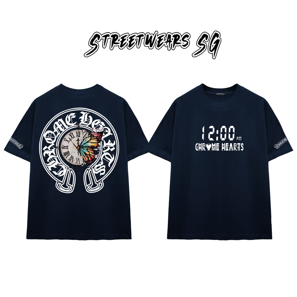 Áo Thun Chrome Clock Butterfly Cross Cotton Cao Cấp Form Rộng Unisex - Streetwears SG - CH98