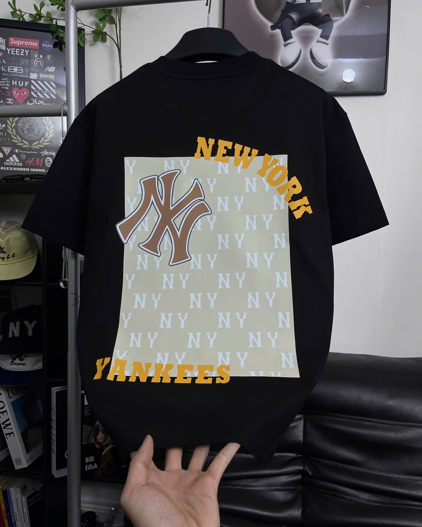 Áo Thun MLB New York Yankees NY Logo Minimal Cotton Form Rộng Unisex - Streetwears SG - MLBNY-1