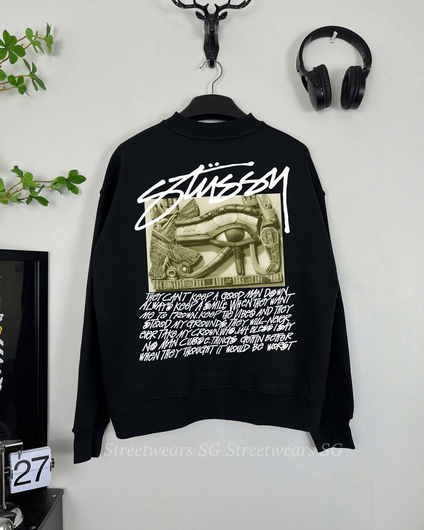 Áo Sweater Stussy Eye Of Horus Cotton Form Rộng Unisex - Streetwears SG - SWSTU-2